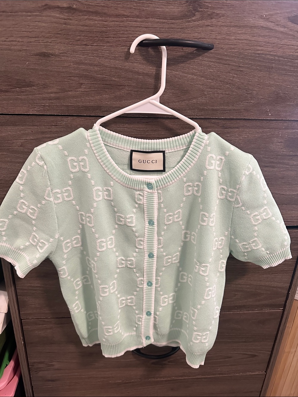 Women’s Mint Green Short-Sleeve Knit Cardigan size S